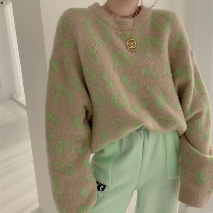 Damer Fuzzy Leopardmönster Tröja Eva Jonsson-Eva Jonsson