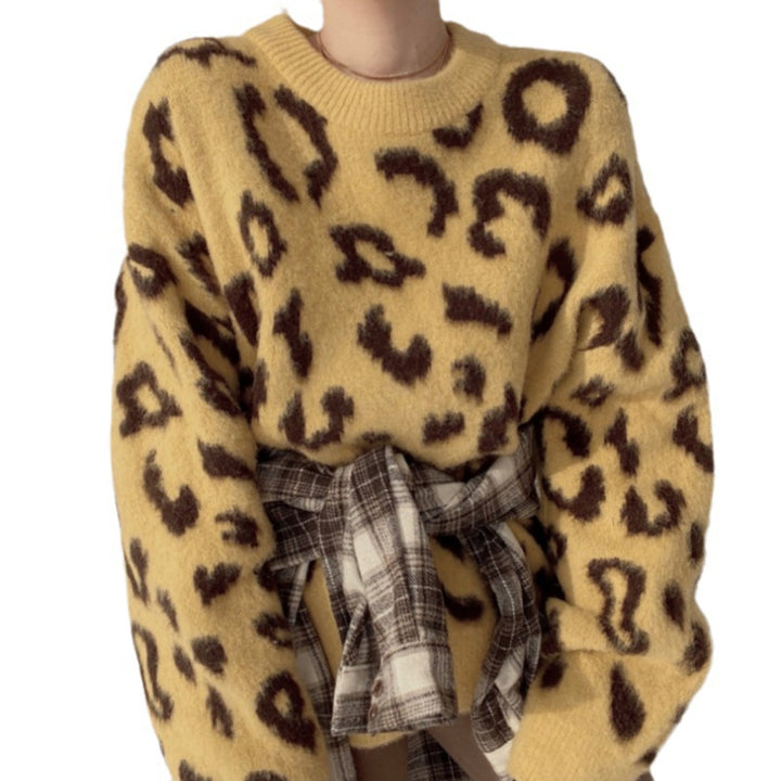 Damer Fuzzy Leopardmönster Tröja Eva Jonsson-Eva Jonsson