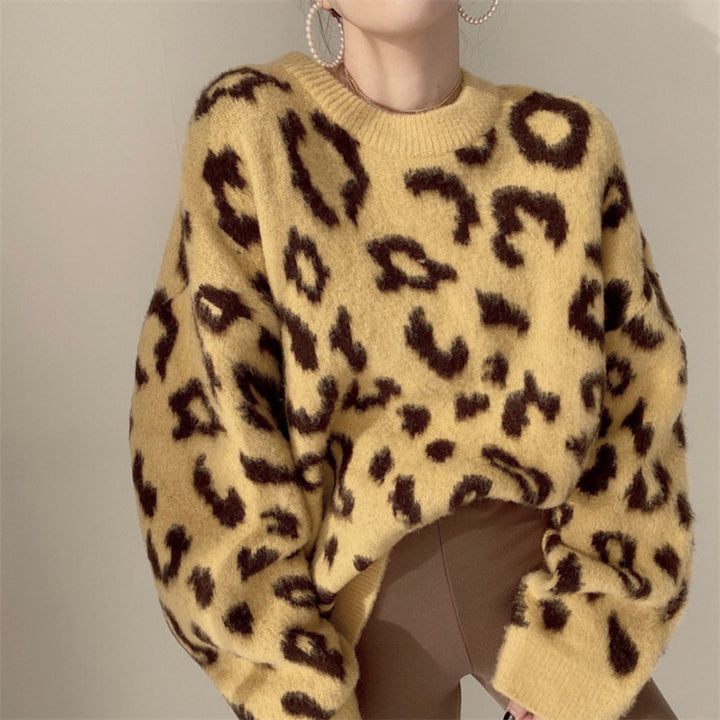 Damer Fuzzy Leopardmönster Tröja Eva Jonsson-Eva Jonsson