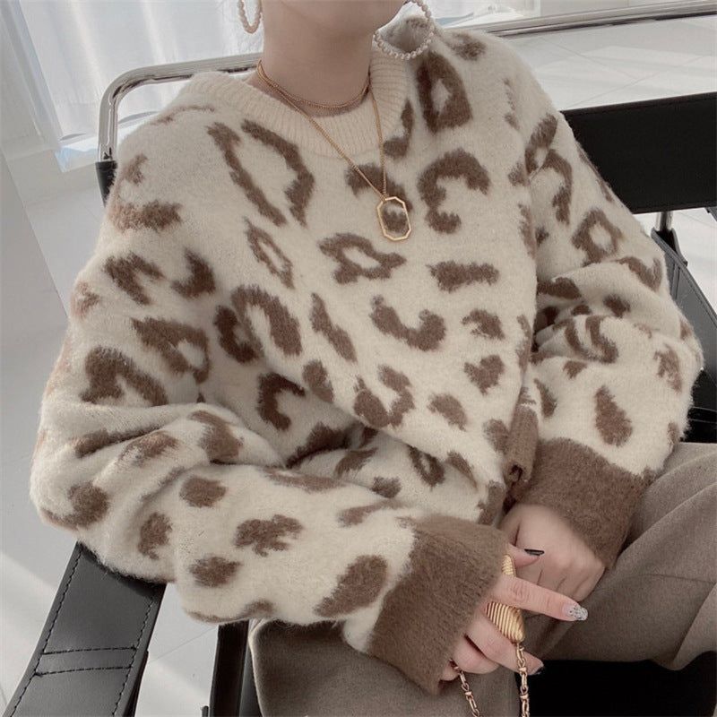 Damer Fuzzy Leopardmönster Tröja Eva Jonsson-Eva Jonsson