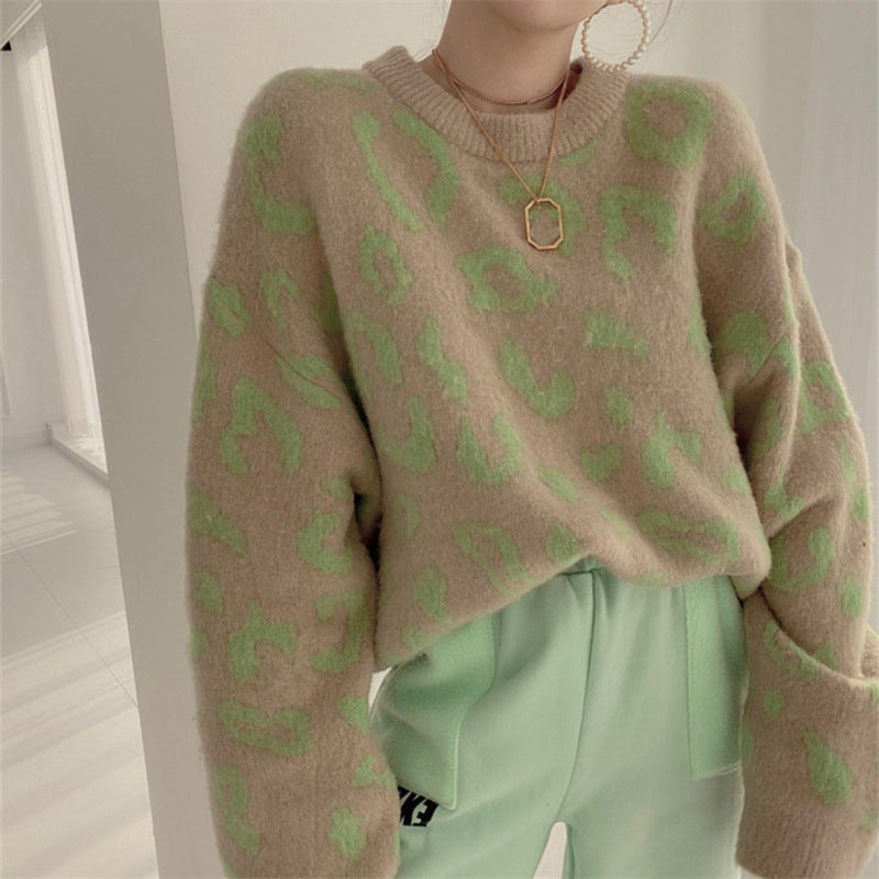 Damer Fuzzy Leopardmönster Tröja Eva Jonsson-Eva Jonsson