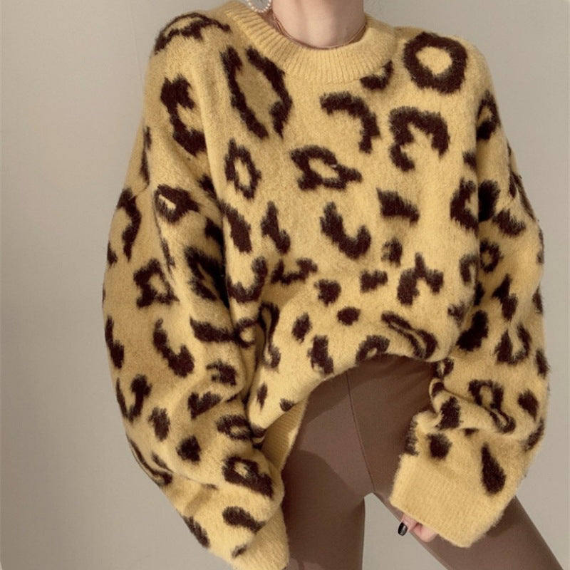 Damer Fuzzy Leopardmönster Tröja Eva Jonsson-Eva Jonsson