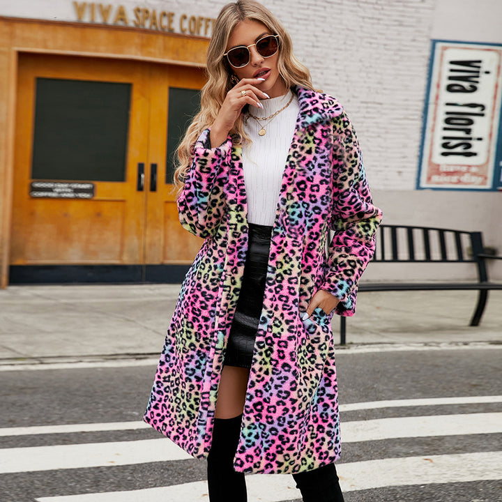 Damer Fuzzy Plyschmantel i Leopardslook Mirla-Eva Jonsson