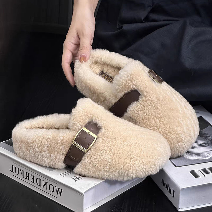 Damer Fuzzy Tofflor med modernt Spänndetalj och Komfortsål Mirla-Eva Jonsson