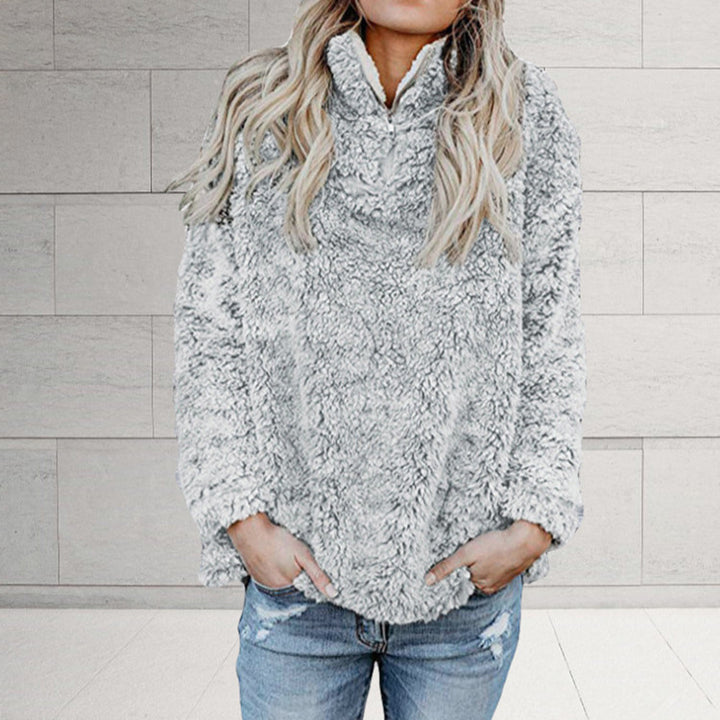 Damer Fuzzy fleece-pulloverjacka med hög krage och dragkedja Mirla-Eva Jonsson