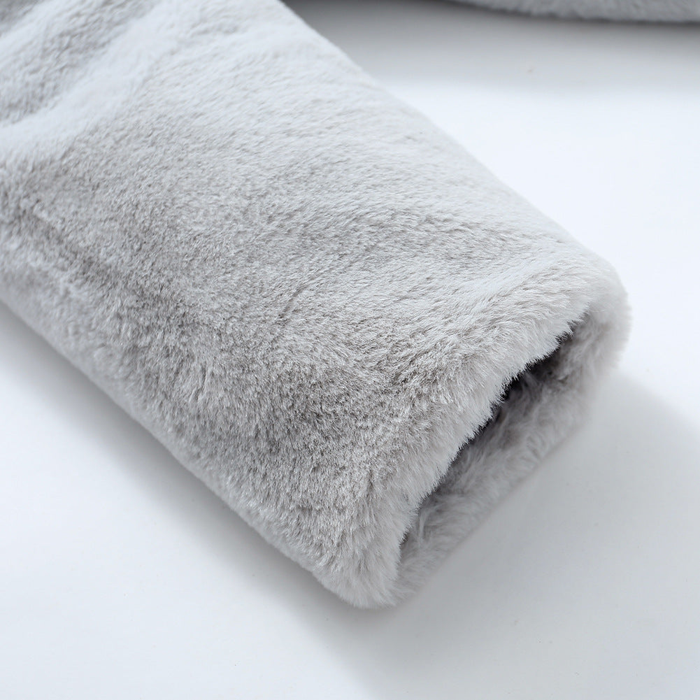 Damer Fuzzy konstfleece-kappa med elegant V-hals och praktiska fickor Mirla-Eva Jonsson