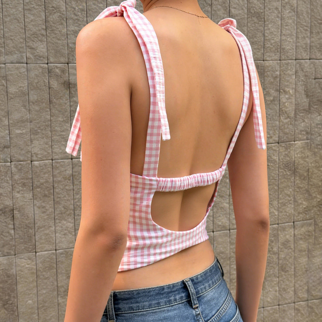 Damer Gingham Crop-Top med söta rosettdetaljer Mirla-Eva Jonsson