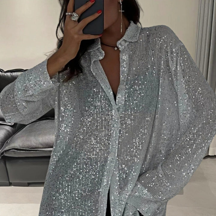Damer Glamorösa Transparent Blus med Paljetter Mirla-Eva Jonsson