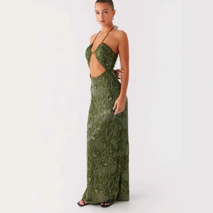 Damer Glamoröst Maxiklänning med floral mönster och Cut-Out-detaljer Mirla-Eva Jonsson