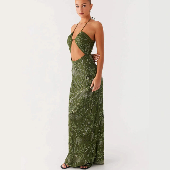 Damer Glamoröst Maxiklänning med floral mönster och Cut-Out-detaljer Mirla-Eva Jonsson