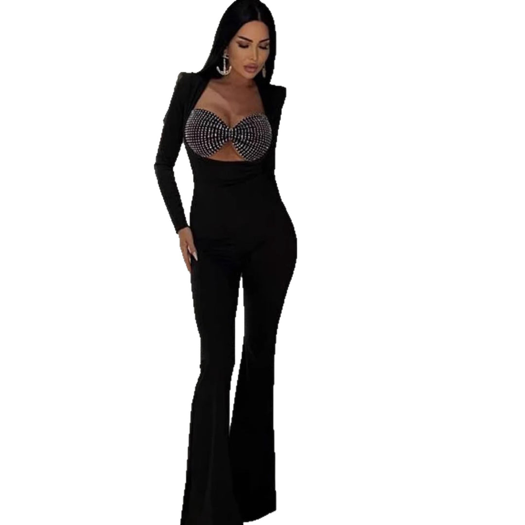 Damer Glamorous Jumpsuit med glittrande rhinestones detaljer och figurnära skärning-Eva Jonsson