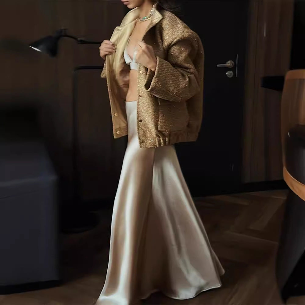 Damer Glamourös Glittrande Jacka med oversized snitt och trendiga fickor Mirla-Eva Jonsson