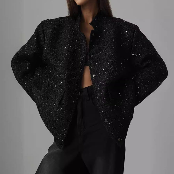 Damer Glamourös Glittrande Jacka med oversized snitt och trendiga fickor Mirla-Eva Jonsson