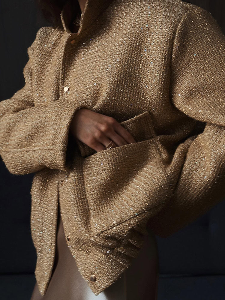Damer Glamourös Glittrande Jacka med oversized snitt och trendiga fickor Mirla-Eva Jonsson