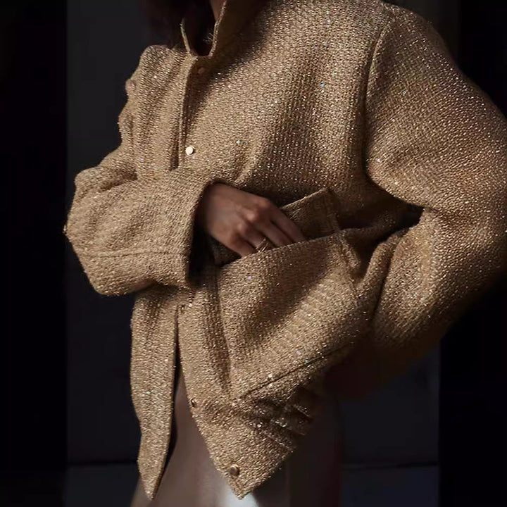 Damer Glamourös Glittrande Jacka med oversized snitt och trendiga fickor Mirla-Eva Jonsson
