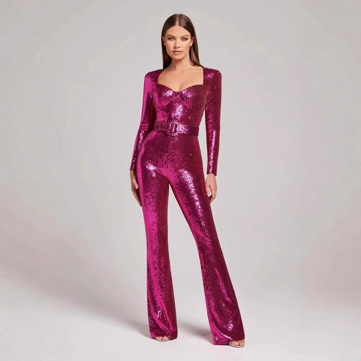 Damer Glamourös Pailletter Jumpsuit med snygg midjeformning Eva Jonsson-Eva Jonsson