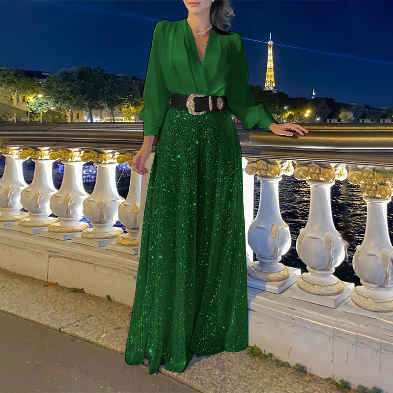 Damer Glamourös kvällsklänning med skimrande överdel och vid kjol Eva Jonsson-Eva Jonsson