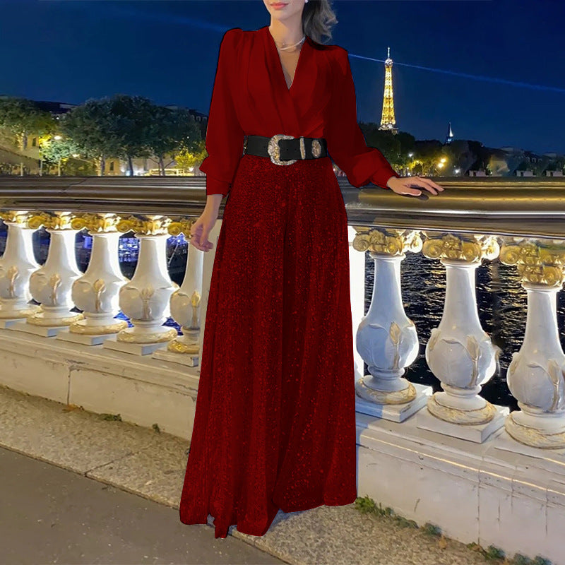 Damer Glamourös kvällsklänning med skimrande överdel och vid kjol Eva Jonsson-Eva Jonsson
