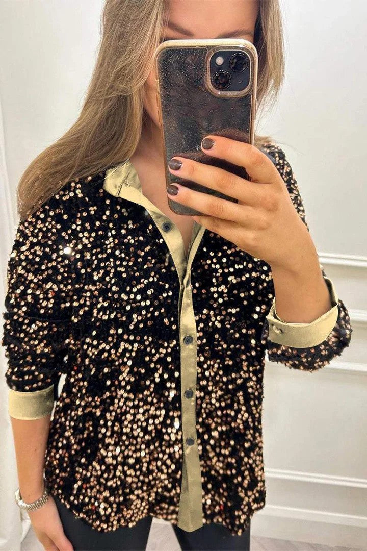 Damer Glamourösa Paljettbluse Mirla-Eva Jonsson