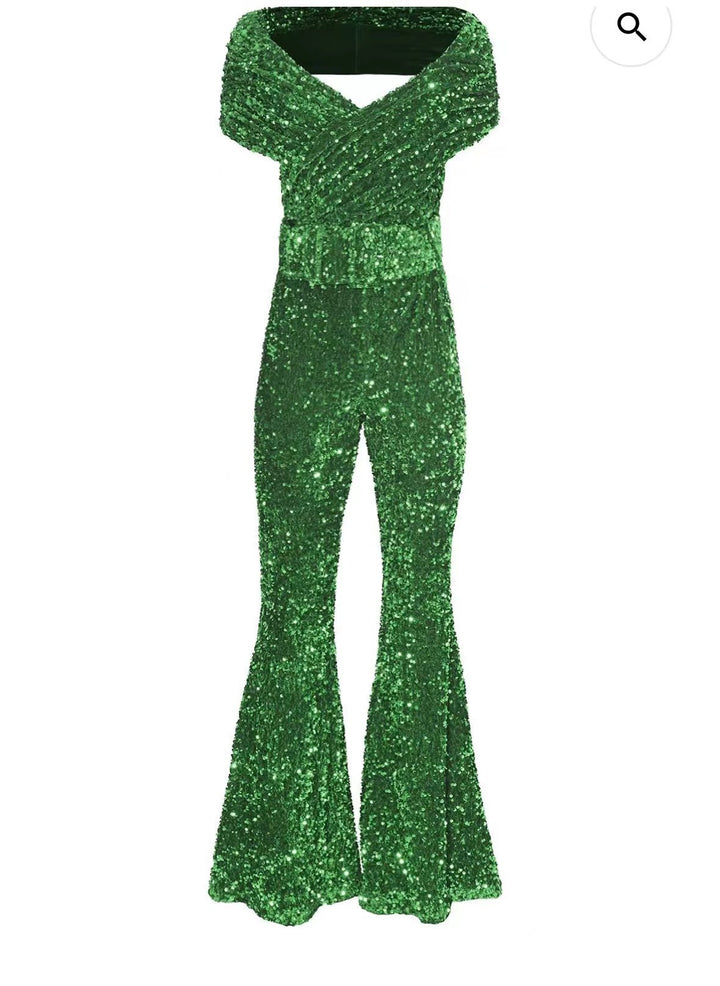 Damer Glamouröst Jumpsuit med Glittrande Palett Gradient och Bred Ben-Eva Jonsson