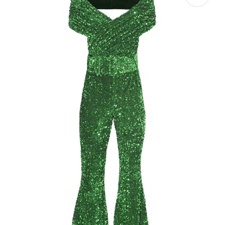 Damer Glamouröst Jumpsuit med Glittrande Palett Gradient och Bred Ben-Eva Jonsson