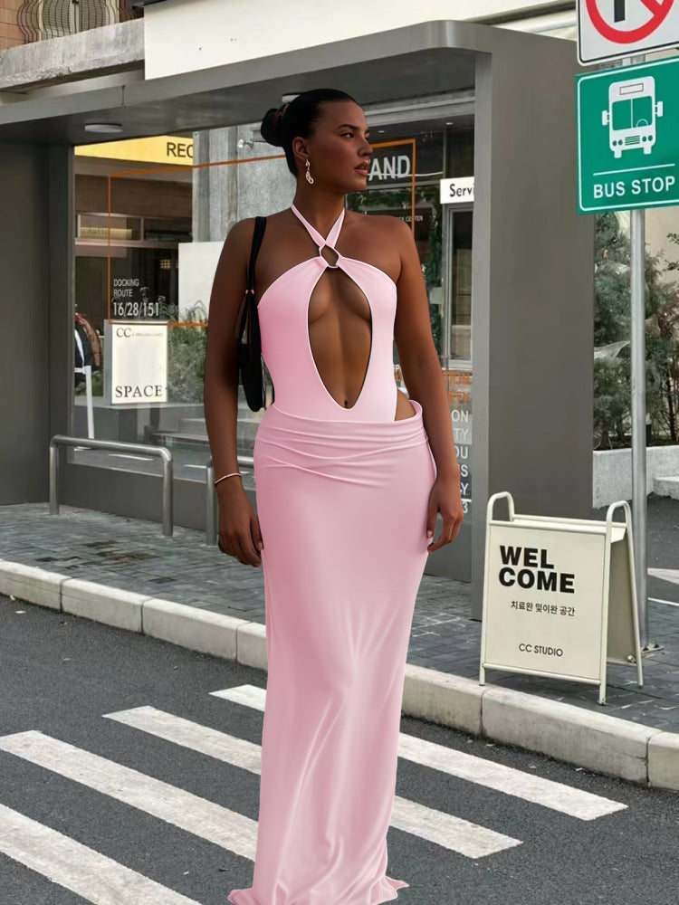 Damer Glamouröst Maxiklänning med djupt V-ringning och förförisk cut-out-design Eva Jonsson-Eva Jonsson