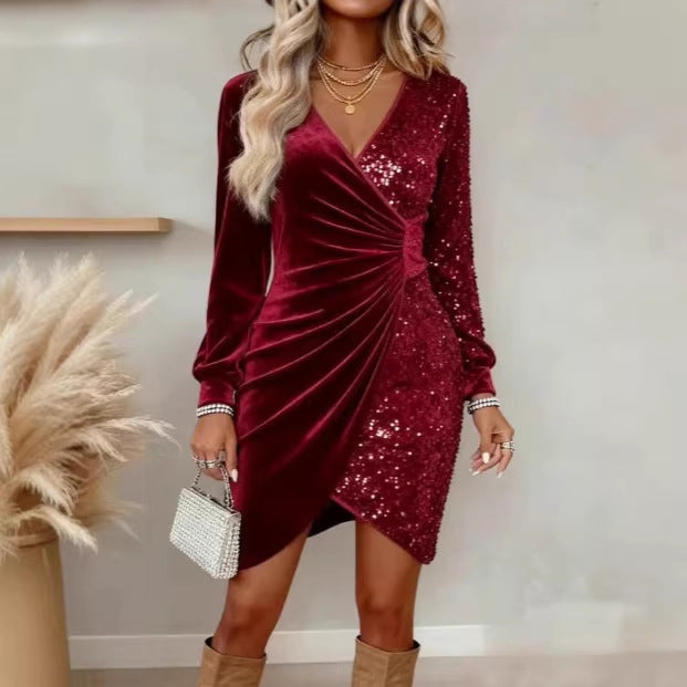 Damer Glamouröst Wrap-klänning med paljetter och glittrande detaljer Mirla-Eva Jonsson