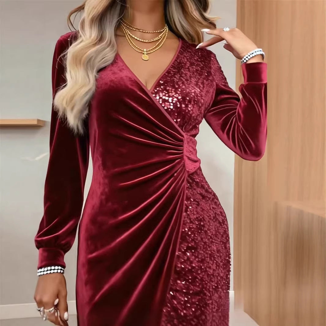 Damer Glamouröst Wrap-klänning med paljetter och glittrande detaljer Mirla-Eva Jonsson