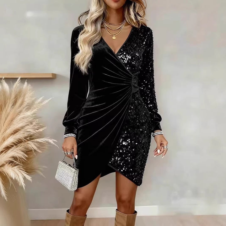 Damer Glamouröst Wrap-klänning med paljetter och glittrande detaljer Mirla-Eva Jonsson