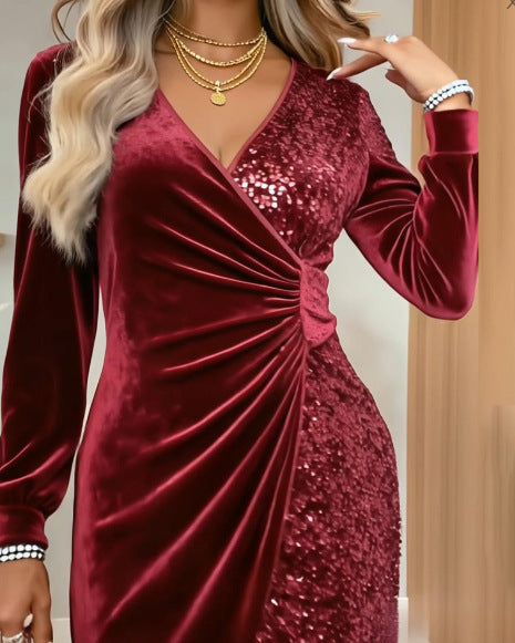 Damer Glamouröst Wrap-klänning med paljetter och glittrande detaljer Mirla-Eva Jonsson