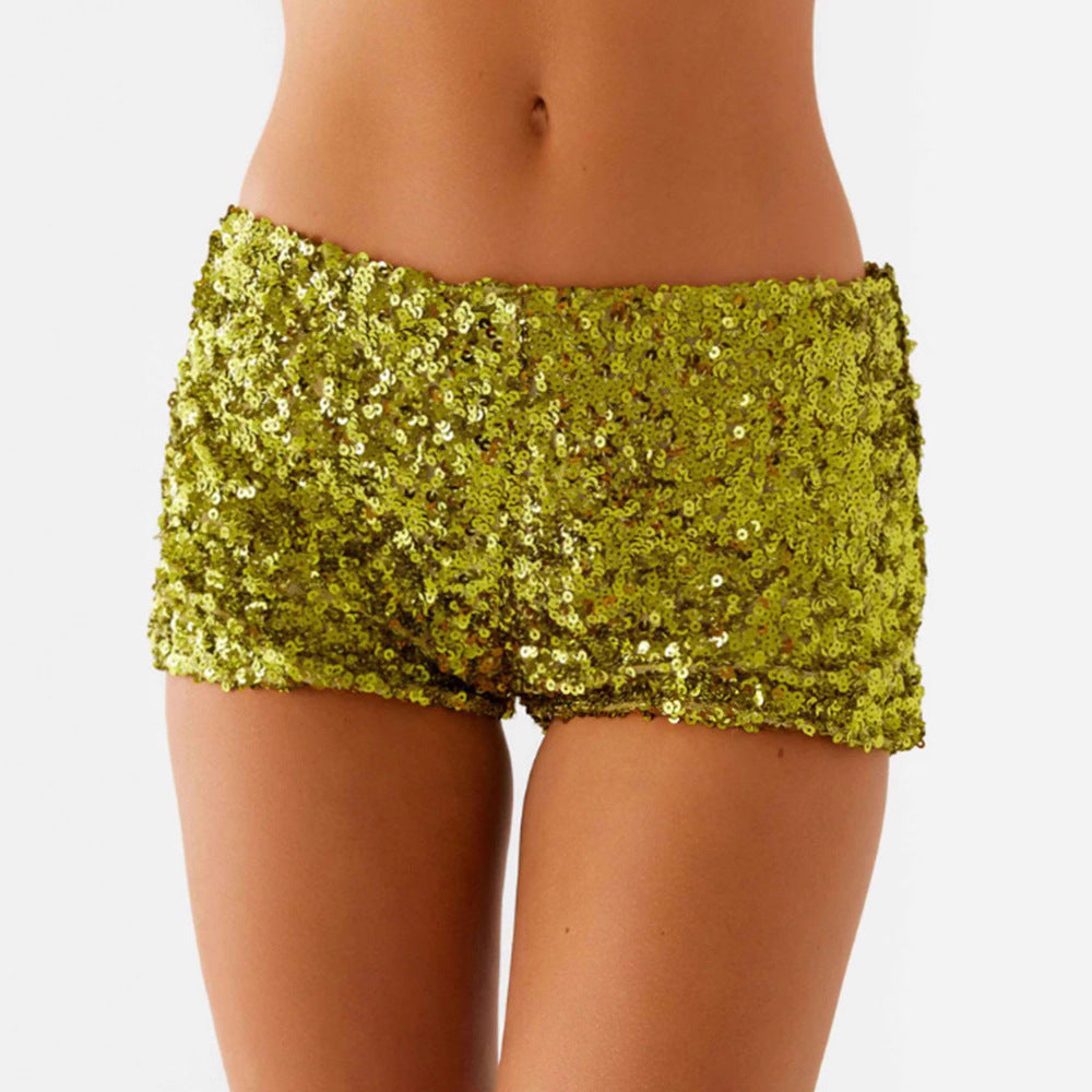 Damer Glitter Shorts med trendig skärning och elastisk midja-Eva Jonsson