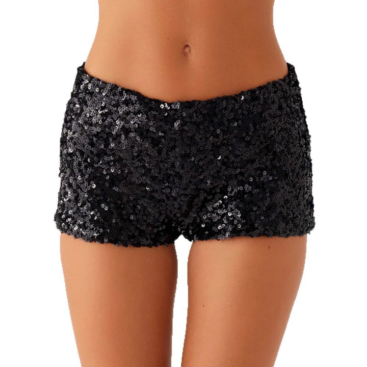 Damer Glitter Shorts med trendig skärning och elastisk midja-Eva Jonsson