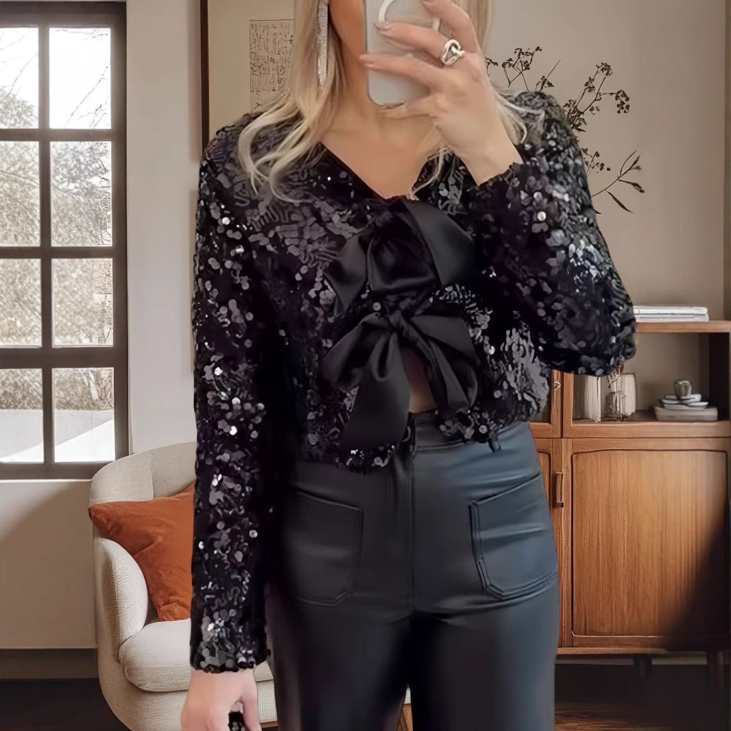 Damer Glittrande Blus med Slipsdetalj Mirla-Eva Jonsson