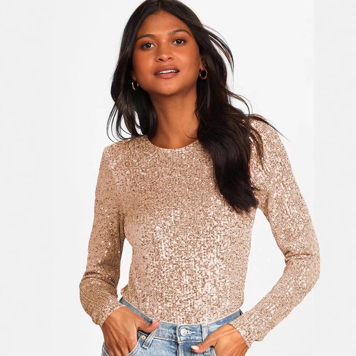 Damer Glittrande Bodysuit med Långa Ärmar och Glittrande Toppmaterial Mirla-Eva Jonsson