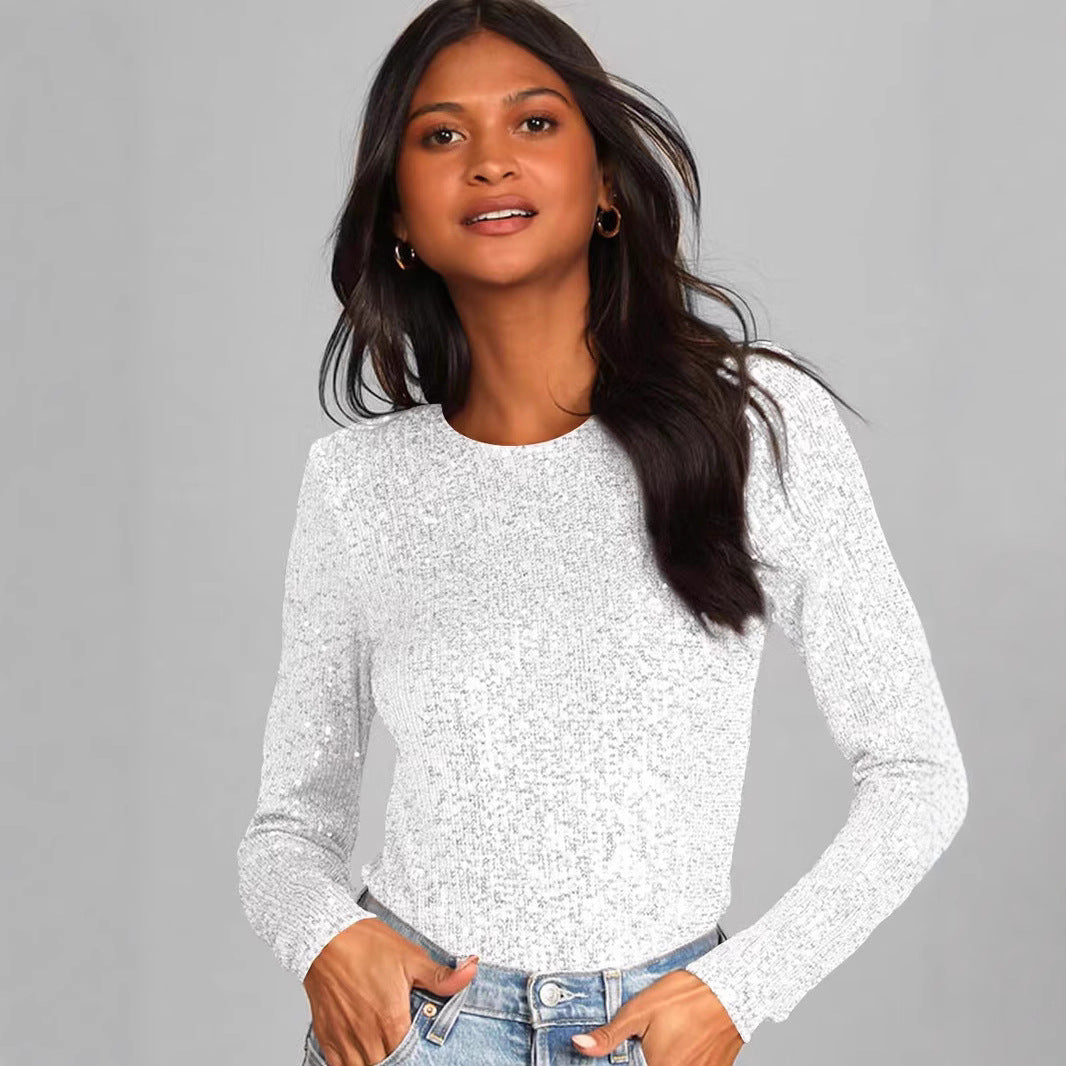Damer Glittrande Bodysuit med Långa Ärmar och Glittrande Toppmaterial Mirla-Eva Jonsson
