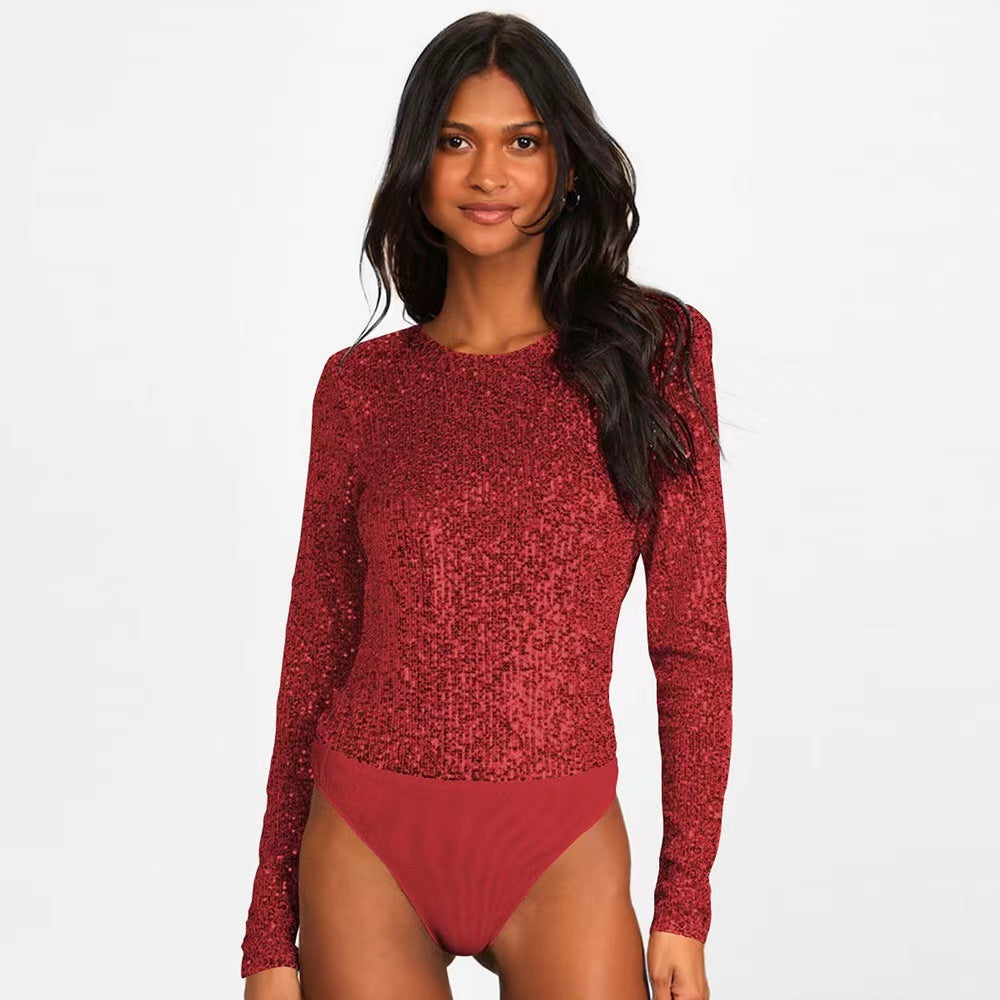 Damer Glittrande Bodysuit med Långa Ärmar och Glittrande Toppmaterial Mirla-Eva Jonsson