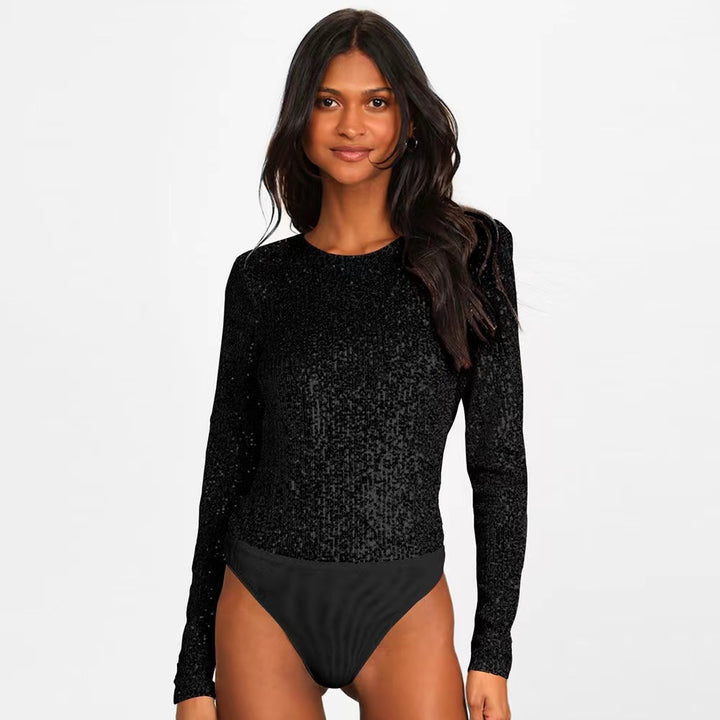 Damer Glittrande Bodysuit med Långa Ärmar och Glittrande Toppmaterial Mirla-Eva Jonsson