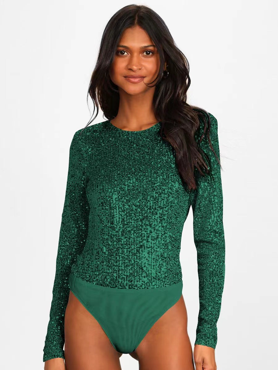 Damer Glittrande Bodysuit med Långa Ärmar och Glittrande Toppmaterial Mirla-Eva Jonsson