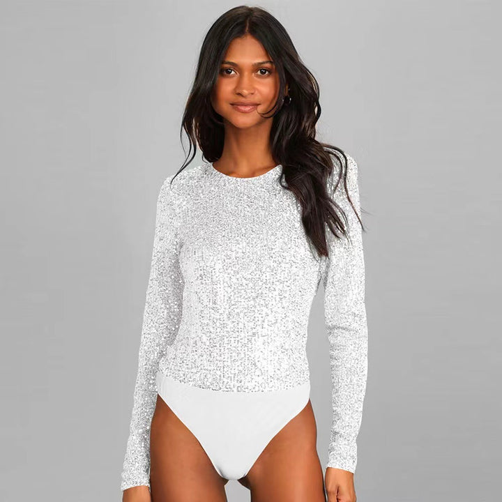 Damer Glittrande Bodysuit med Långa Ärmar och Glittrande Toppmaterial Mirla-Eva Jonsson