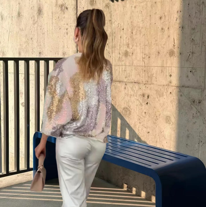 Damer Glittrande Bombarjacka med sportig stil Mirla-Eva Jonsson