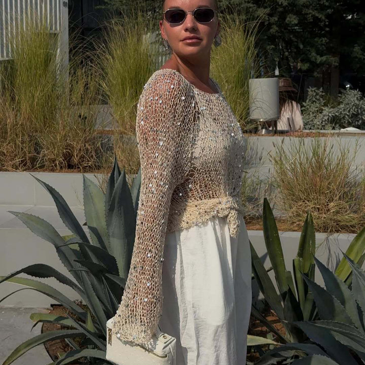 Damer Glittrande Crop-Pullover Mirla-Eva Jonsson