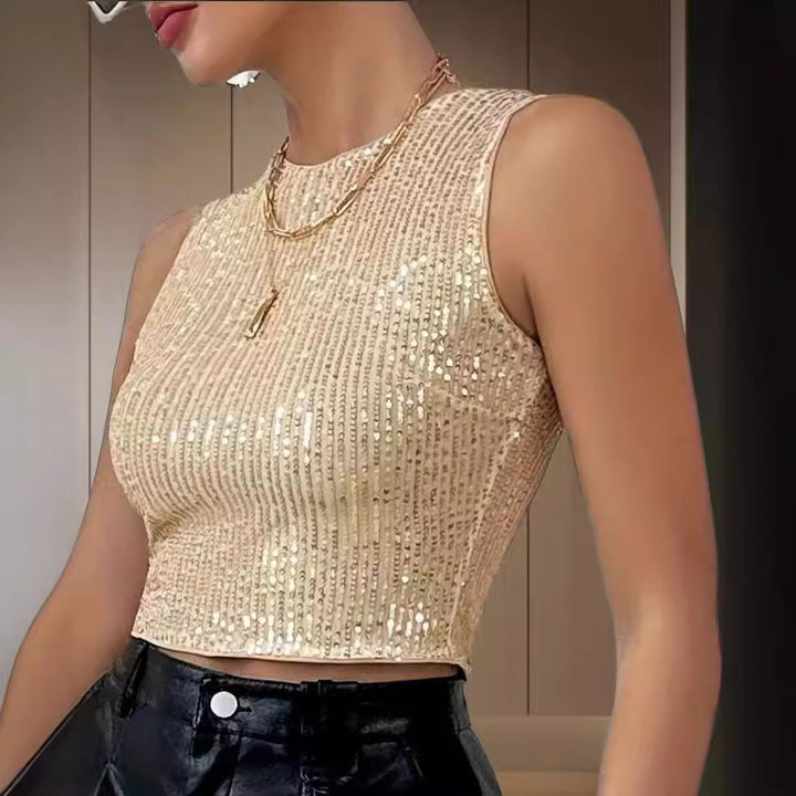 Damer Glittrande Crop-Top i fin tygstruktur Mirla-Eva Jonsson