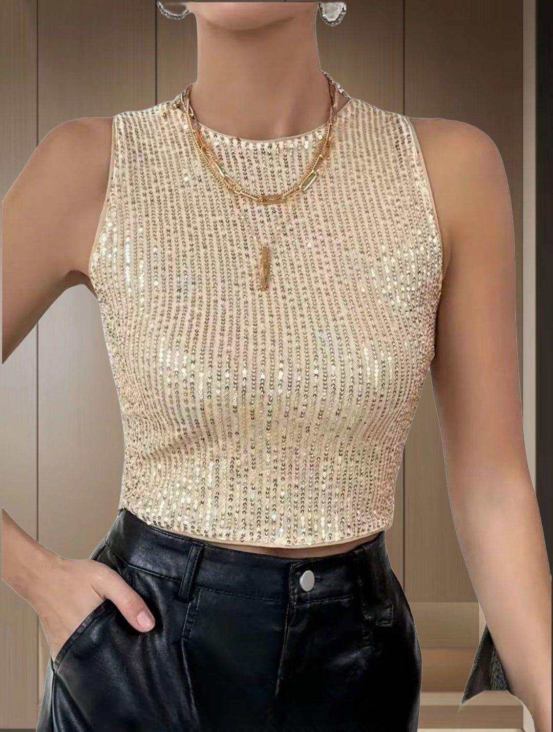 Damer Glittrande Crop-Top i fin tygstruktur Mirla-Eva Jonsson