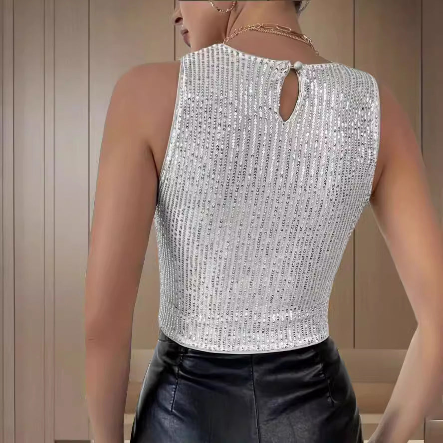 Damer Glittrande Crop-Top i fin tygstruktur Mirla-Eva Jonsson