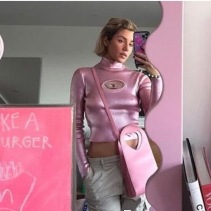 Damer Glittrande Crop-Top med kreativ cut Mirla-Eva Jonsson