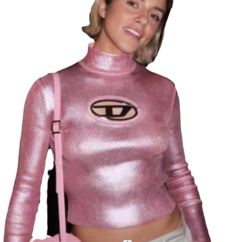 Damer Glittrande Crop-Top med kreativ cut Mirla-Eva Jonsson