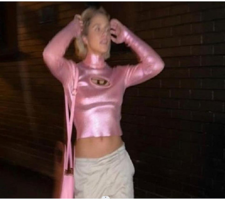 Damer Glittrande Crop-Top med kreativ cut Mirla-Eva Jonsson
