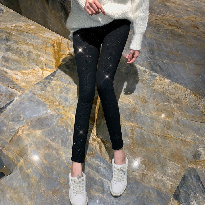 Damer Glittrande Leggings i figurnära ribbdesign Mirla-Eva Jonsson