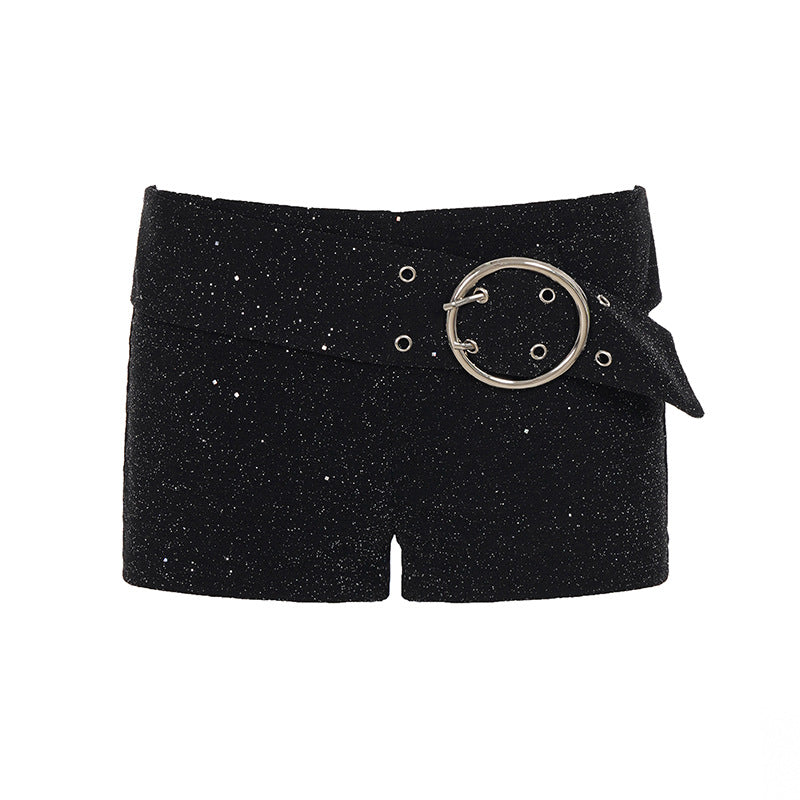 Damer Glittrande Mini-shorts med dekorativ spänne och gnistrande design Mirla-Eva Jonsson