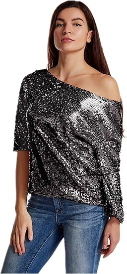 Damer Glittrande Paljett Blus-Eva Jonsson